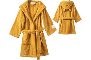 PandaHome Bademantel Kinder, Kinderbademantel für Jungen und Mädchen aus 100% Baumwolle, Morgenmantel mit Kapuze, Schnelltrocknend Weich Saugstark Bademäntel 400 g/m²