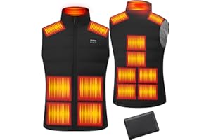 WaooHeat Electric Heated Vest for Men Women USB Heated Gilet Body Warmer with Power Bank Lightweight 15 Heating Zones & 3 Adjustable Temperature 10000mAh Rechargeable Battery Heating Jackets