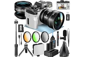NBD Appareil Photo Numérique,48MP Autofocus Vlogging Appareil Photo avec Zoom numérique 16X avec Microphone et poignée pour trépied, caméra vidéo avec Objectif Grand Angle et Macro (Blanc)