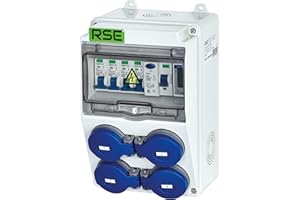 RSE Distribuidor de flujo de construcción, totalmente cableado, 230 V, con enchufe con contador, IP65, 6. 4 x 230 V, con LS + FI + contador