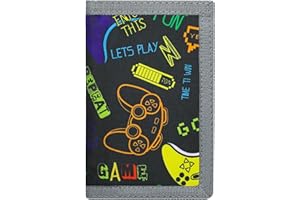 sundee Kids Wallet for Boys, RFID Trifold Canvas Outdoor Sports Wallet for Kids,Kids Festivals Gifts,Birthday Gifts Wallet - Game Black