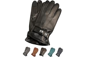 AKAROA ESTD 2019 Lederhandschuhe Herren RON, Touchscreen Funktion, italienisches Leder, recyceltes Strickfutter aus 50% Kaschmir und 50% Wolle, 5 Größen S - XXL