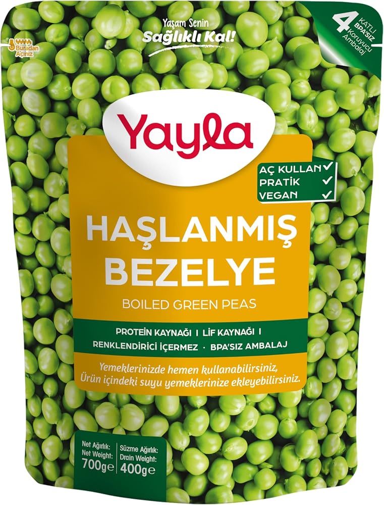 yayla Haşlanmış Bezelye, 700 gr Tekli Paket
