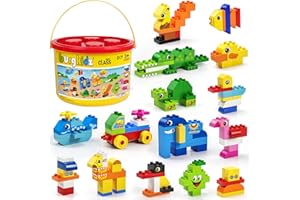 burgkidz Bloques de Construcción Grandes, 135 Piezas de Ladrillos de Construcción Creativos Clásicos con Caja de Almacenamiento, Juguetes para niños de 2 a 5 años
