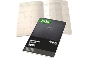 ‎SIGEL SIGEL C2684 Monats-Kalenderheft Monatsplaner 2026, ca. A5, schwarz, Softcover, 2 Seiten = 1 Monat, 64 Seiten, Quickpocket, aus nachhaltigem Papier, Conceptum