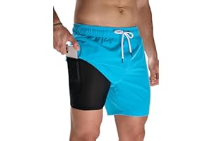 Arcweg Kąpielówki dla mężczyzn z kompresyjną wyściółką, 2 w 1, oddychające, elastyczne, treningowe, regulowane ściągacze z kieszeniami na zamek błyskawiczny