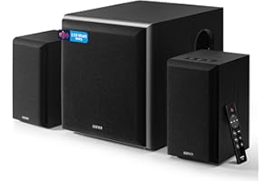 Edifier M601DB 2.1 Home-Entertainment-System (110 Watt) mit Bluetooth V5.1 (aptX), 21cm (8 Zoll) kabellosem Subwoofer, Digital- und Analogeingängen und Infrarot-Fernbedienung