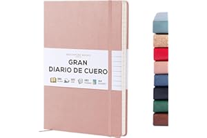 Beechmore Books Cuaderno Rayado - XL A4, Rosa I Libreta Grande Tapa Dura Cuero Vegano, Papel Grueso 120gsm Crema, Caja de Regalo, para Escritores, Diaristas, Reuniones de Negocios y Estudiantes