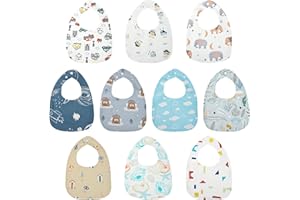 Yafane Baby Bibs 10 Packs Waterproof Layer Absorbent Bandana Drool Bibs Cotton for Infant Toddler Boys Girls 3-24 Months