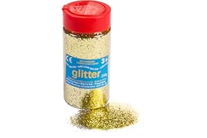 CRAFTPLAY Glitter | 250gram tub with Easy Pouring, resealable lid | Glitter Art | Gold