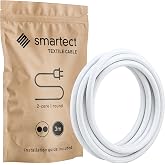 smartect 2 Wire Textile Cable (2 x 0.75 mm&sup2;) in White, 3 Metres | Vintage Electric Cable Lamp Rope with Textile Coating for Y