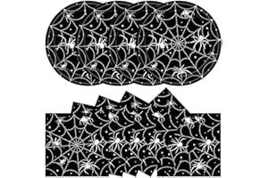 DHAIQC 40 Pcs Halloween Paper Plates and Napkins, Disposable 9 Inch Party Plates and Napkins Spider Web Design Tableware Set Party Supplies for 20 Guests (Halloween)