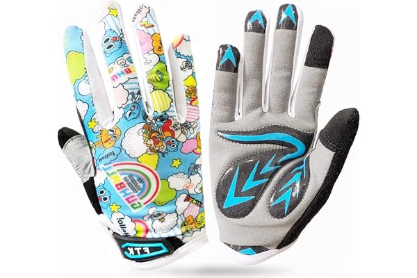 FINGER TEN Gants Velo Enfant Cyclisme Junior Running VTT Moto Plein Doigt Poignée Paire, Gant Bicyclette Escalade Randonnée Skateboard Gel Résistant à l'abrasion Antideparant Mitaines Outdoor