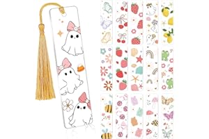 Eiapadeor UV DTF Bookmark Wraps - 16 Sheets Fruit Ghost Rub on Transfer Stickers for DIY Acrylic Bookmark Crafts, Double-Sided Design Waterproof UVDTF Stickers, Rub on Transfers Decals for Book Lovers