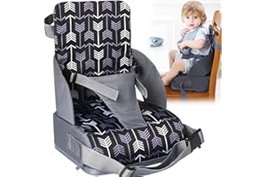 CHSG Alzador Silla Para Niños Comer, Asiento Elevador Portátil Para Mesa De Comedor, Fácil De Limpiar y Ajustable, 6 Meses - 4 Años Silla Para Comer Bebe, Para Familias, Restaurantes, Viajes (Negro)