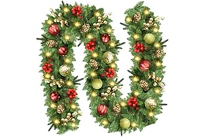 BOOPNEW Guirnalda Navidad, 2,7m 30LED Guirnaldas Navideñas con Luces, Navidad Decoración, Adornos Navideños, Decoracion para Exterior, Escaleras, Chimenea, Puerta de Entrada Patio y Jardín