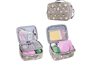 Teamoy Bolsa de cámara para instax Mini 9/ Mini 8 y Accesorios, Funda de cámara para Fujifilm Instax Mini 9, Lente para Autoretrato, Filtros,Película fotográfica instantánea y Otros, Gato