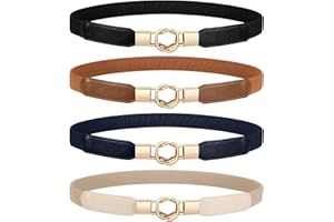 WERFORU - Damski elastyczny pasek do ubrań w stylu retro, elastyczny, cienki pasek z klamrą, 4 szt