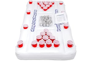 GoPong Pool Party Barge Floating Beer Pong Table with Cooler, White, 6-Feet