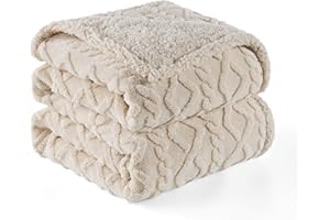 LE SURE Lesure Washable Dog Blanket Twin - 152x203cm Waterproof Blanket for Dogs and Cats, Twin Patterned Bed and Sofa Couch Throw Protector with Soft Plush, Cream