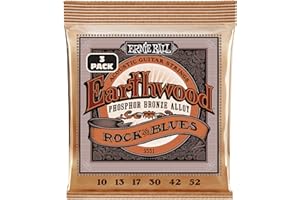 Ernie Ball Earthwood Rock and Blues Phosphor Bronze, Struny do gitary akustycznej z gładkim solem, opakowanie 3, średnica 10-52