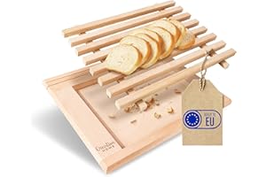 Creative Home Wooden Bread Board Cutting Board Chopping Crumb-Catcher | 35.5 x 28.5 x 2 cm | Natural Beech Wood | Rectangular | Perfect for Any Kitchen & Home | Better Than Bamboo