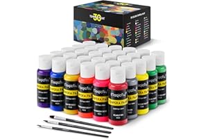 Magicfly Kids Paint, 30 Colors/ 60 ml Washable Tempera Paints for Kids, Non-toxic Poster Paint with Glitter, Metallic, Neon Fluorescent Colors for Finger Painting