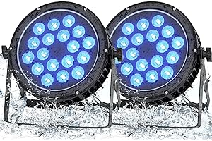 Erreyht 2 PCS 180W IP65 étanche Par LED, RGBW Imperméable Lumiere Par avec Cordon D'alimentation étanche, Lumiere Scène pour Jours de Pluie Piscines Extérieur Bar Fête