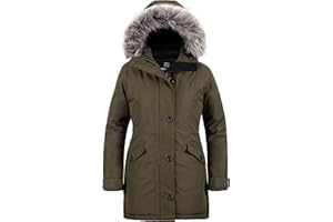 Wantdo Women's Winter Warm Puffer Coat Water Resistant Outdoor Jacket Windproof Outerwear Coat Faux Fur Hood Jackets