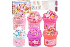 TEBOKHAD Pack med 6 mjukt smörslime - Rosa färgövergång - DIY-slime-sats - Slime för barn - Present för flickor och pojkar