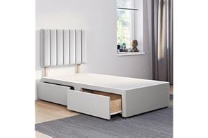 COMFOREST, BEDDING & UPHOLSTERY INNOVATION LEADER ComfoRest - Sophisticated 3FT Single Bed Base | Spacious Frame with 2 Storage Drawers | Durable Design for Practical Living | Versatile Choice for Contemporary Interiors (Silver Plush)