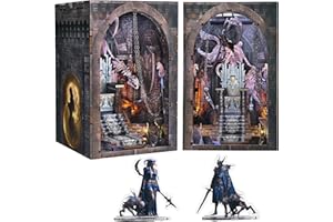 MiniCity Book Nook Kit – domek dla lalek "zrób to sam", miniaturowy dom dla dorosłych z oświetleniem LED, drewniane puzzle 3D i podpórka na książki – regał na książki, dekoracja i prezent (Tron of