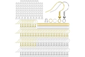 FCXQG 310 Pcs Orecchini Fai Da Te Ganci Orecchini Ganci Per Orecchini Fai Da Te Monachelle Per Orecchini Kit Con Tappo Per Le Orecchie Ganci Per Orecchini Argento Sterling 925 (Argento, Oro)