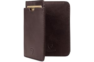 Vaultskin City męski portfel skórzany z blokadą RFID na karty Płaski portfel na karty do 9 kart płatniczych i kredytowych i gotówkę., brązowy, Rozmiar uniwersalny,