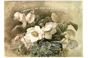 Zita's Creative Rice Paper A4 Vintage Christmas Rose Design Straw Silk Paper Decoupage Paper