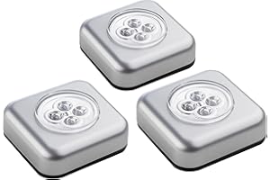 ‎MÜLLER-LICHT Müller-Licht Triplex LED Druckleuchte Schranklicht Touch, selbstklebend, 3er Set , 0.5 W, silber, inkl. Klebepad und je 3x AAA Batterien