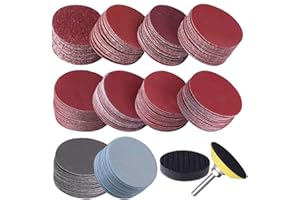 Jcevium 200 discos de lija de 50 mm y 2 pulgadas, grano 80 – 3000 placa de pulido de 1 pulgada + mango de 1/4 pulgadas para herramienta de rotación.