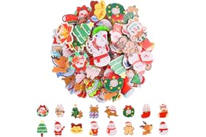 Kalolary 65 Pezzi Spille Acriliche Carine Natale - Distintivi Carino Estetici Kawaii per Zaino, Borsa, Giacca, Cappelli - Babbo Natale, Pupazzo Neve, Coniglio, Renna, Orso Cartoon