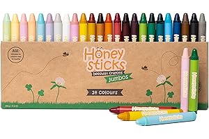 Honeysticks Jumbo Crayons (24 Pack) - Non Toxic Crayons for Kids - 100% Pure Beeswax and Food Grade Colours - 24 Bright Colours - Large, Easy to Hold and Use - Made in New Zealand