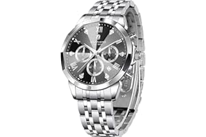 SAPPHERO Orologio Uomo Analogico Al Quarzo Cronografo 50M Impermeabile Moda Sportivo Elegante Classico Orologio da Polso Uomo Cinturino in Acciaio Regalo per Uomo