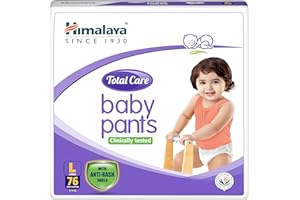 Himalaya Total Care Baby Pants Diapers, Large (9 - 14 kg), 76 Count, With Anti-Rash Shield, Indian Aloe Vera and Yashad Bhasm