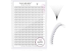 ‎NAGARAKU NAGARAKU 10D Vorgefertigte Fächer Wimpern 320 Fans Volumen Premade Fans Lash Langer Stiel Dünne Basis Spitz Natürliche Flauschige Fertigfächer Wimpernverlängerung Schwarz 16 Reihen Box XL(0.07 C 11mm)
