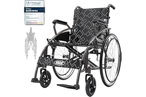 VOCIC U31 Fauteuil roulant pliable leger 150KG,Aluminium Chaise roulante handicapé stable et robust,Fauteuil roulant de transport avec roues arrière 60cm pour tous les terrains,Garantie 5 ans|Gris