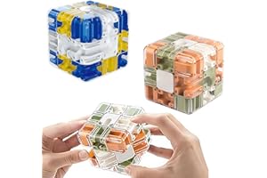 MIAYICAL 3D Labyrinth Würfel mit Rollender Kugel – Doppeltes Puzzle Abenteuer in 1 Spielzeug, Komplexes 3D Geduldspiel zur Gehirn Förderung & Entspannung, Robustes Design
