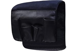 AVASEE BASELIFE Organizador de Reposabrazos para Sofá y Silla, Estante para Revistas, Drapeado Sobre Sofá, Reclinable para Control Remoto, Teléfono Celular, Libro, Lápiz (Negro)