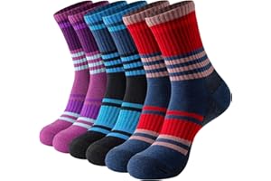 BISOUSOX Calcetines Lana Merino Mujer Senderismo Transpirable Calcetines Invierno Esqui para Montañismo Actividades Outdoor 3 Pares Regalo para Mujer Madre