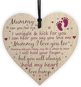 Amazon De Red Ocean Herz Aus Holz Zum Aufhangen Aufschrift Mummy To Be Rot