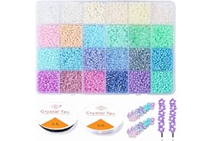 YHOLIN 9600 Stück 3mm Glasperlen zum Auffädeln Perlen Set kleine Perlen Rocailles Perlen Bastelperlen Schmuckperlen mit Elastischen Schnur Schnüre, für DIY Armbänder Halsketten Schmuck Basteln