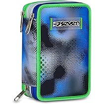 Seven Zaino Doppio Scomparto New Fit, SpottyBlue, Blu, Tasca Porta Borraccia, Maxi Capienza, Schienale Preformato, Zaino Scuola e Viaggio, Bambini e Ragazzi