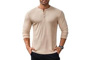 COOFANDY Langarmshirts für Herren Henley Shirt Longsleeve T Shirt mit Knopfleiste Langarm Shirt Long Sleeve Shirt Henley Pullover Gerippt